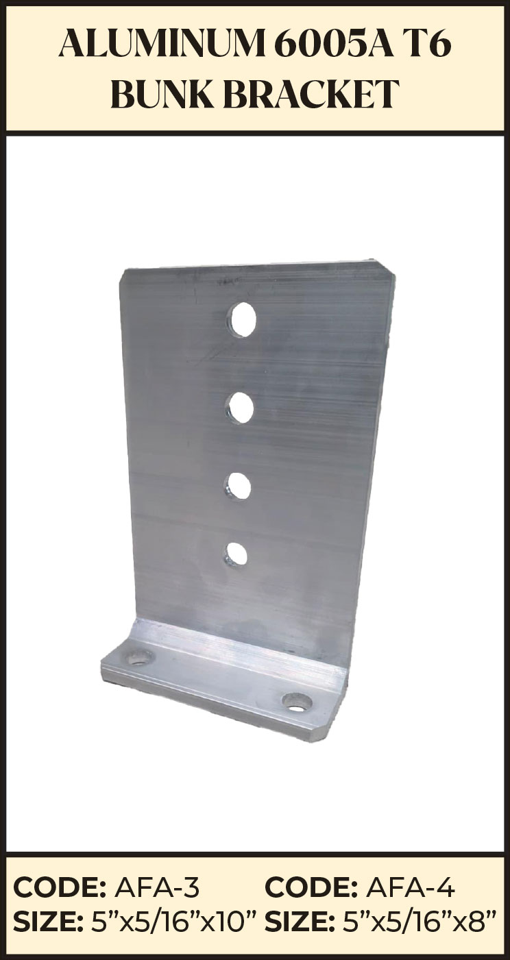 Aluminum Bunk Bracket 5 × 5/16 × 10"